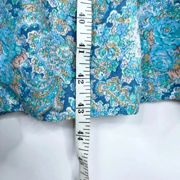 Vintage 70s Prairie Dress Paisley Blue White Tiered Floral Peasant Leo New York - Picture 11 of 11